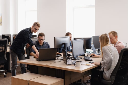 A team working on their computers in the office